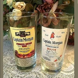 Set of Two Vintage Captain Morgan 8 1/2" Glasses